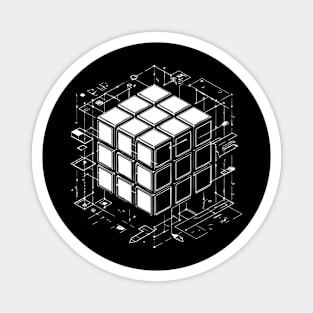 geometric wireframes cube design Magnet